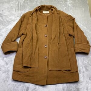 VTG Irving Samuel Brown Wool Cashmere Blend Coat Attached Scarf Sz 12 Canada